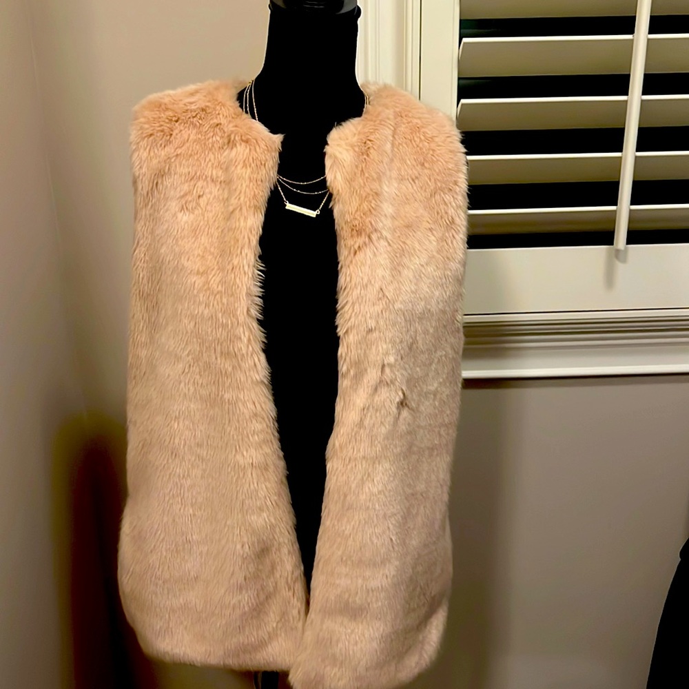 Camel colored faux fur vest from Nordstrom. Size XS (fits like a small)